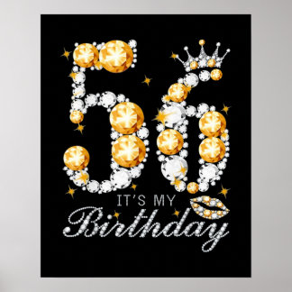 56誕生日ハイヒールシューズクラウンダイヤモンド ポスター