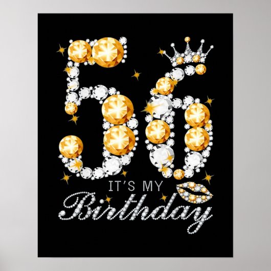 56誕生日ハイヒールシューズクラウンダイヤモンド ポスター (正面)