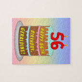 56誕生日:おもしろいケーキとキャンドル+名前をカスタムする ジグソーパズル (横)