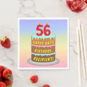 56誕生日:おもしろいケーキとキャンドル+名前をカスタムする スタンダードランチョンナプキン (インサイチュ)