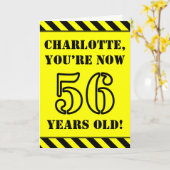 56誕生日:おもしろいステンシルスタイル文字、名前をカスタムする カード (黄色い花)