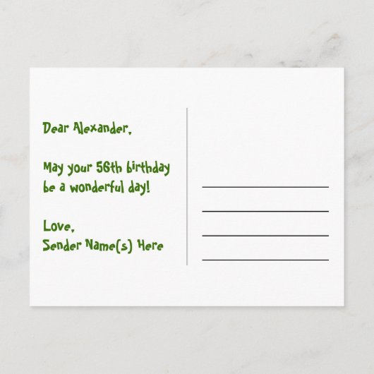 56誕生日:おもしろい星パターン,虹56,名前 ポストカード (裏面)