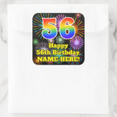 56誕生日:おもしろい花火ルック、虹# 56 スクエアシール (バッグ)