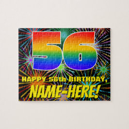 56誕生日:おもしろい、お祝カラフルい花火 ジグソーパズル