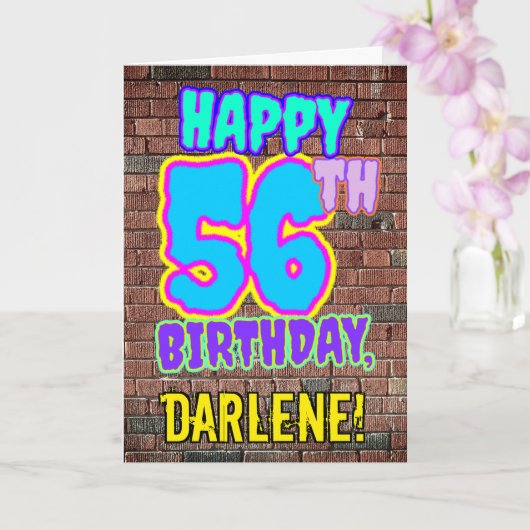 56誕生日-おもしろい、アーバングラフィティインスパイアルック カード (蘭)