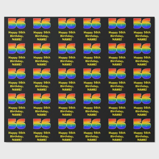 56誕生日:おもしろい、カラフルレインボーインスパイア# 56 ラッピングペーパー (シーム)