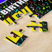 56誕生日:おもしろい、カラフル音楽シンボル、「56」 ジグソーパズル (側面)