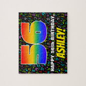 56誕生日:おもしろい、カラフル音楽シンボル、「56」 ジグソーパズル (縦)