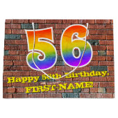 56誕生日:おもしろい、グラフィティインスパイアレインボーー# 56 ラージペーパーバッグ (正面)