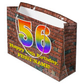 56誕生日:おもしろい、グラフィティインスパイアレインボーー# 56 ラージペーパーバッグ (裏面アングル)