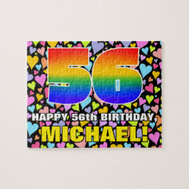 56誕生日—おもしろい、愛するハートシェイプ+「56」 ジグソーパズル