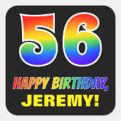 56誕生日:はっきりした,おもしろい,シンプル虹, 56 スクエアシール (正面)