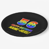 56誕生日:はっきりした,おもしろい,シンプル虹, 56 ペーパープレート (アングル)