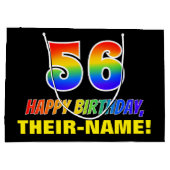56誕生日:はっきりした,おもしろい,シンプル虹， 56 ラージペーパーバッグ (裏面)