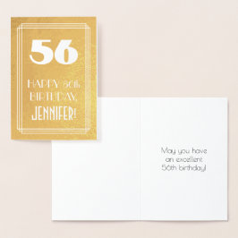 56誕生日～アールデコスタイル「56」および名前をカスタムする 箔カード