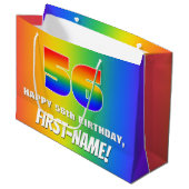 56誕生日: カラフル、おもしろいレインボーパターン# 56 ラージペーパーバッグ (正面アングル)