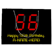 56誕生日：レッドデジタルクロックスタイル"56" +名前 ラージペーパーバッグ (裏面)
