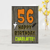 56誕生日:不気味ハロウィーンテーマ、名前をカスタムする カード (黄色い花)