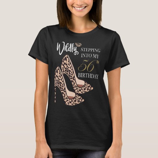 56誕生日Leopard Print Cheetにステップイン Tシャツ (正面)