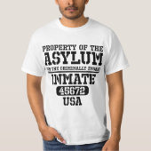 567s8ylum Criminally Insane Prisoner Funny Hallowe Tシャツ (正面)