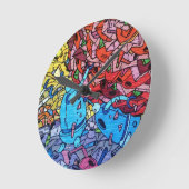 569 GRAFFITI GANGSTERカラフル CITY WALL BACKGROUND ラウンド壁時計 (傾斜)