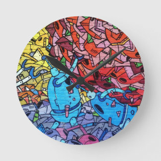 569 GRAFFITI GANGSTERカラフル CITY WALL BACKGROUND ラウンド壁時計