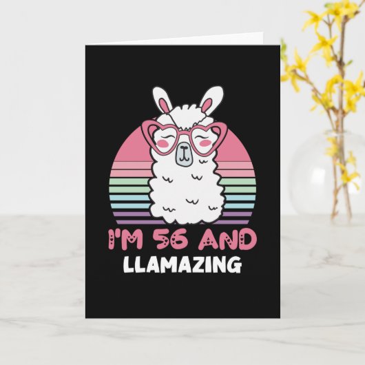 56 Year Old Bday Llamazing 56th Birthday Llama カード (黄色い花)