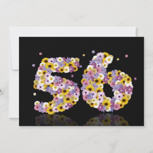 56thバースデーパーティー、花の文字 招待状 (正面)