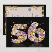 56thバースデーパーティー、花の文字 招待状 (正面/裏面)