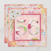 56th誕生日パーティースクラップブック作りスタイル 招待状 (正面/裏面)