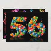 56th誕生日パーティー、泡とボール 招待状 (正面/裏面)