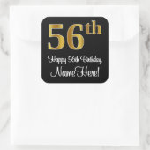 56th誕生日-エレガント豪華なフェイク金ゴールドルック# スクエアシール (バッグ)