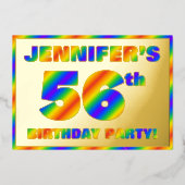 56th Birthday Party —おもしろい、レインボースペクトル「56」 箔招待状 (正面)