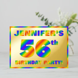 56th Birthday Party —おもしろい、レインボースペクトル「56」 箔招待状