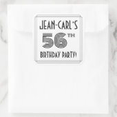 56th Birthday Party:アールデコスタイル+名前をカスタムする スクエアシール (バッグ)