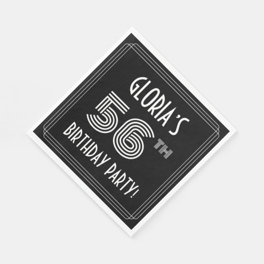 56th Birthday Party:アールデコスタイル+名前をカスタムする スタンダードランチョンナプキン (角)