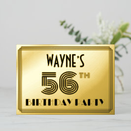 56th Birthday Party —アールデコスタイル「56」 & Name 箔招待状