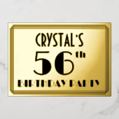 56th Birthday Party —アールデコ検索「56」 +名前 箔招待状 (正面)