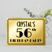 56th Birthday Party —アールデコ検索「56」 +名前 箔招待状 (立ち正面)