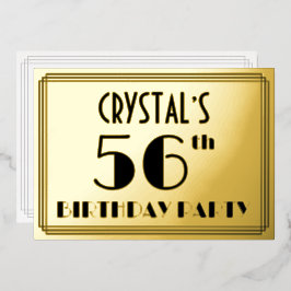56th Birthday Party —アールデコ検索「56」 +名前 箔招待状