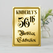 56th Birthday Party – スクリプエレガントト+名前をカスタムする 箔招待状 (立ち正面)