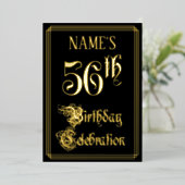 56th Birthday Party – スクリプファンシートと名前をカスタムする 箔招待状 (立ち正面)