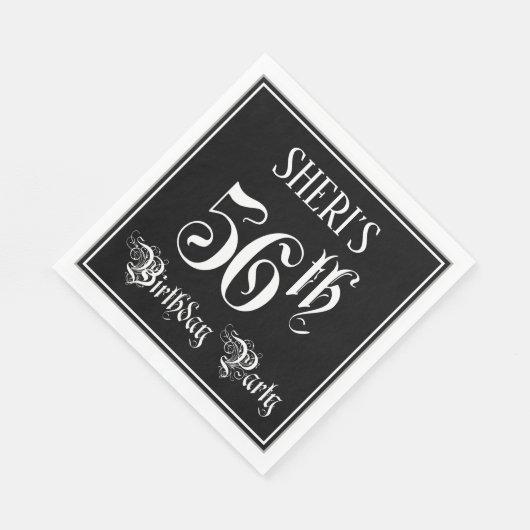 56th Birthday Party – スクリプファンシート+名前をカスタムする スタンダードランチョンナプキン (角)