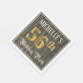 56th Birthday Party — フェイク金ゴールド&ウッドフェイク・ルックス スタンダードランチョンナプキン (角)