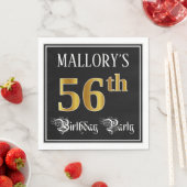 56th Birthday Party — Fancy Script, Faux Gold Look スタンダードランチョンナプキン (インサイチュ)
