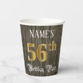 56th Birthday Party — Faux Gold & Faux Wood Looks 紙コップ (裏面)