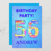 56th Birthday Party Invitation名前の追加 招待状 (正面/裏面)