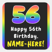 56th Birthday: Rainbow Spectrum # 56, Custom Name スクエアシール (正面)