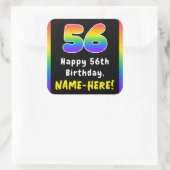 56th Birthday: Rainbow Spectrum # 56, Custom Name スクエアシール (バッグ)