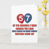 57おもしろい歳の誕生日 カード (黄色い花)